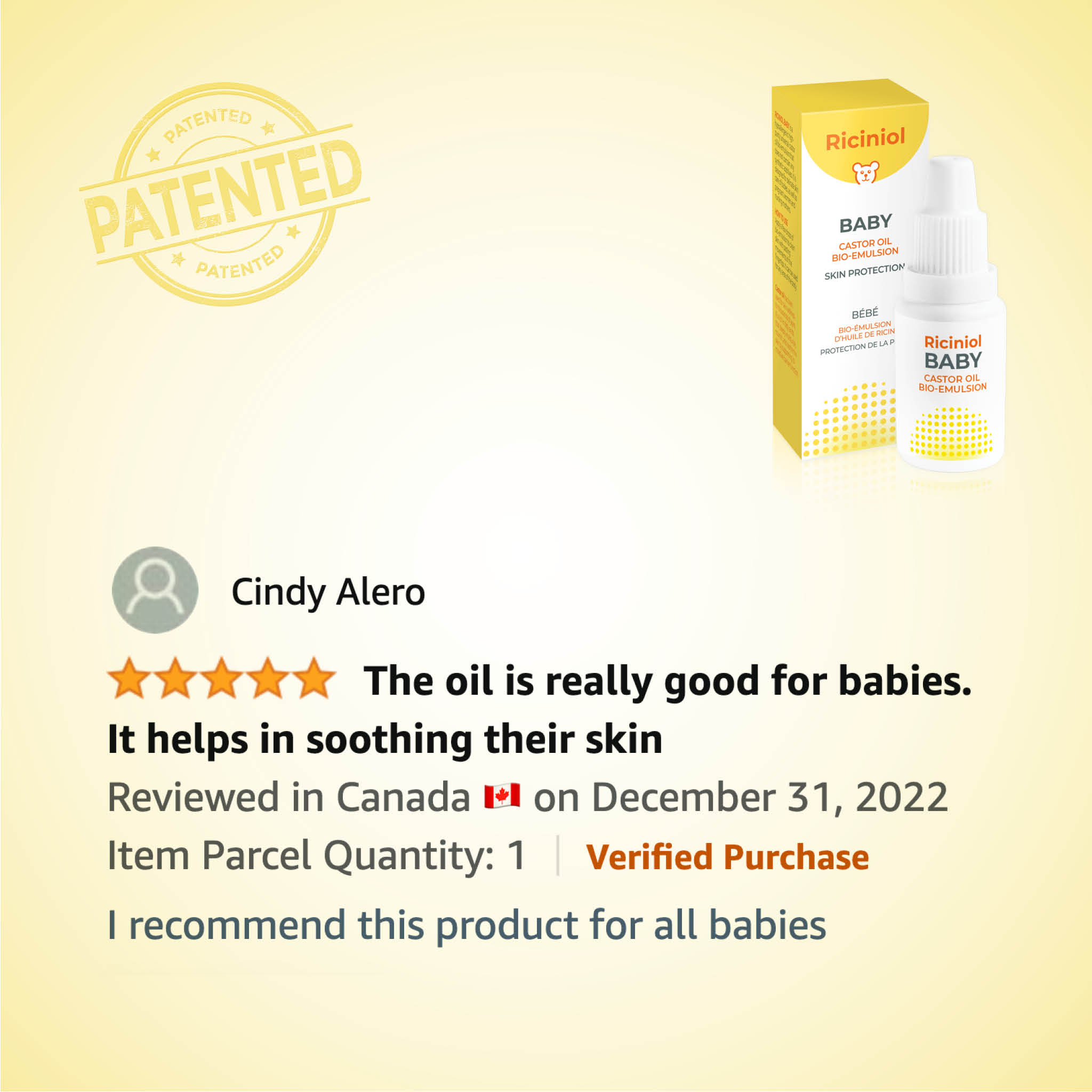 Riciniol Baby The oil is really good for babies. It helps in soothing their skin I recommend this product for all babies